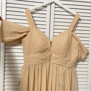 NWT Champagne 16 Dress Gown Wear Your Love Chiffon Pockets Corset Bridesmaid